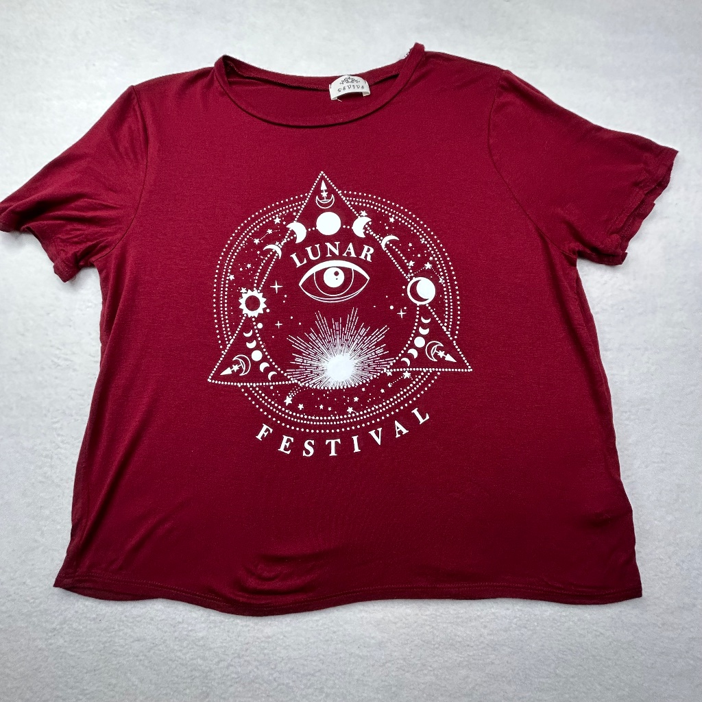 Revive Brand Lunar Festival Moon Pyramid Occult Eye TShirt Medium To Large